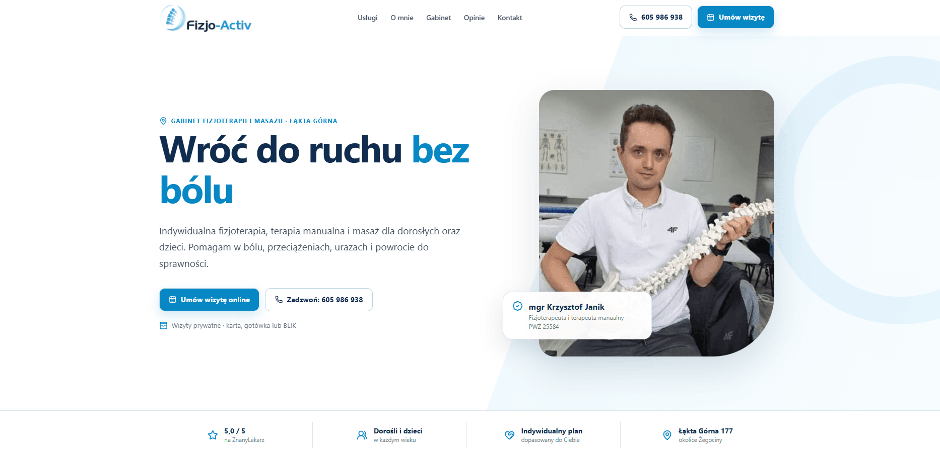 Fizjo-Activ — fizjoterapia — widok strony