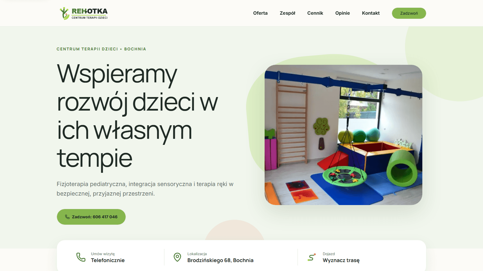 REH-OTKA — centrum terapii dzieci — widok strony